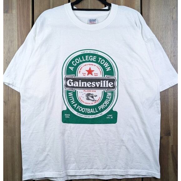 Gainesville Florida University Vintage Y2K Heineken Beer Parody T-shirt NCAA XL - Picture 2 of 6